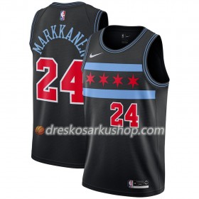 Muški NBA Dres Chicago Bulls Lauri Markkanen 24 Nike 2018-19 City Edition Crna Swingman